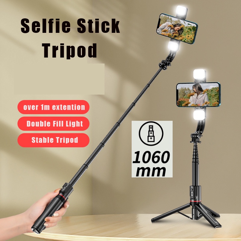 Pocketcam Studio Selfie Stick Tripod With Light, 67 inch /170CM Reinforced Tripod for Mobile Phone, Multi-Functional Bluetooth Long Selfie Stick for Travel,Vlogging,Compatible with iPhone and All Smartphones - Image 5
