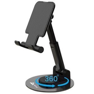 Ppcketcam Studio  Mobile Stand for Desk with 360°Rotation & Stable Metalic Round Base,Tabletop Phone Stand with Height & View Angle Adjustment,Portable Phone Holder for Smartphones,Tablets,Kindles & for iPad