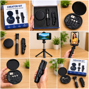 Set of 3 Smartphone Creator  Kit [ 2 Selfie Stick  and 1 All in one charging kit]