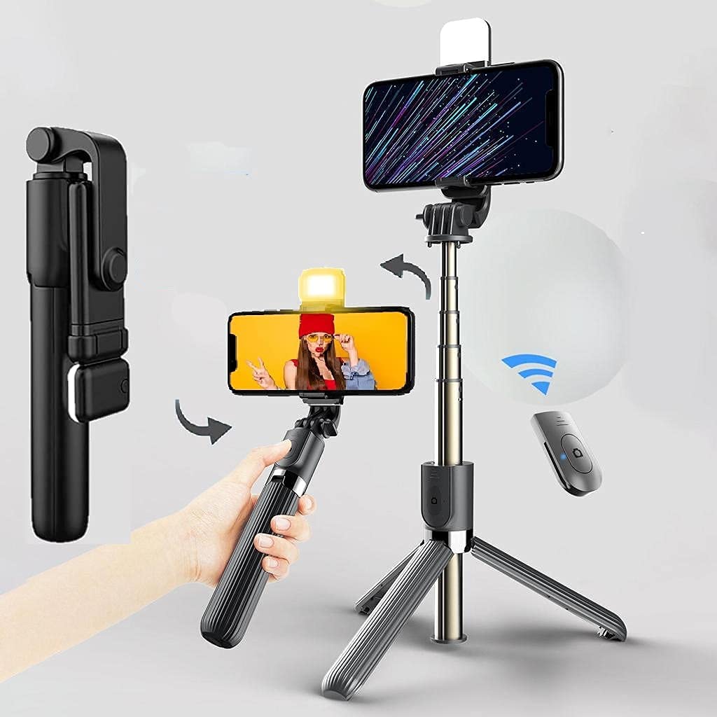 Pocketcam Studio Selfie Stick Tripod With Light, 67 inch /170CM Reinforced Tripod for Mobile Phone, Multi-Functional Bluetooth Long Selfie Stick for Travel,Vlogging,Compatible with iPhone and All Smartphones - Image 3
